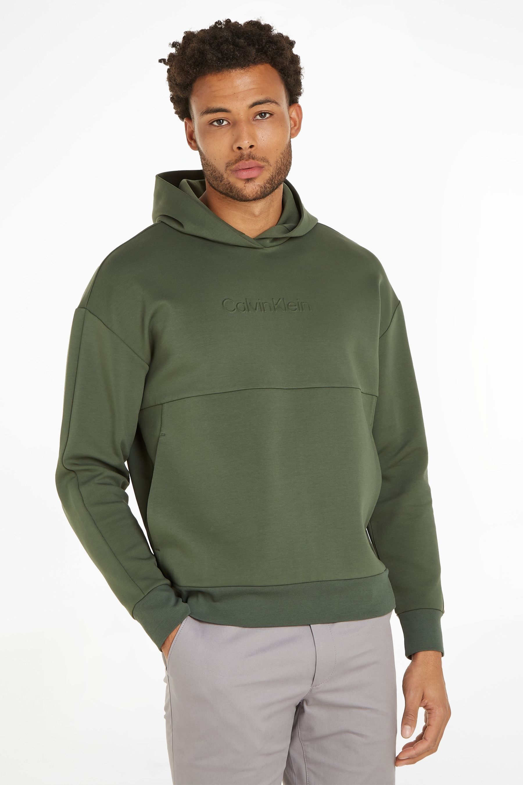 Embossed logo hoodie top
