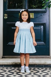 Trotters London Blue Rose Hand Smocked Dress - Image 1 of 4