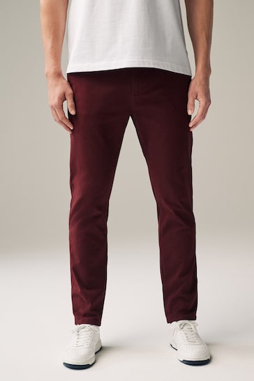 Berry Red Slim Stretch Chino Rowley Trousers