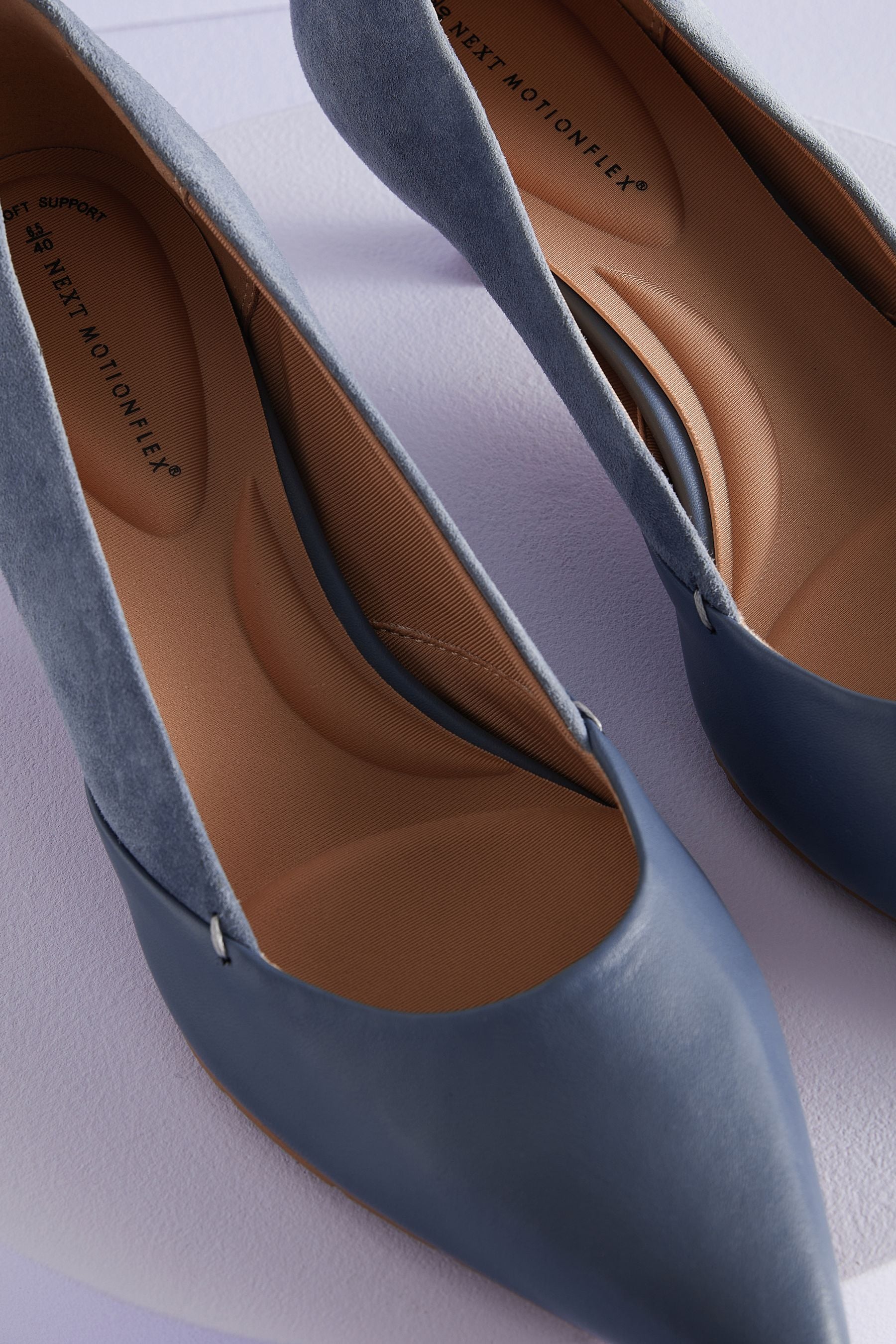 Blue Forever Comfort With Motionflex Point Toe Kitten Heel Court Shoes