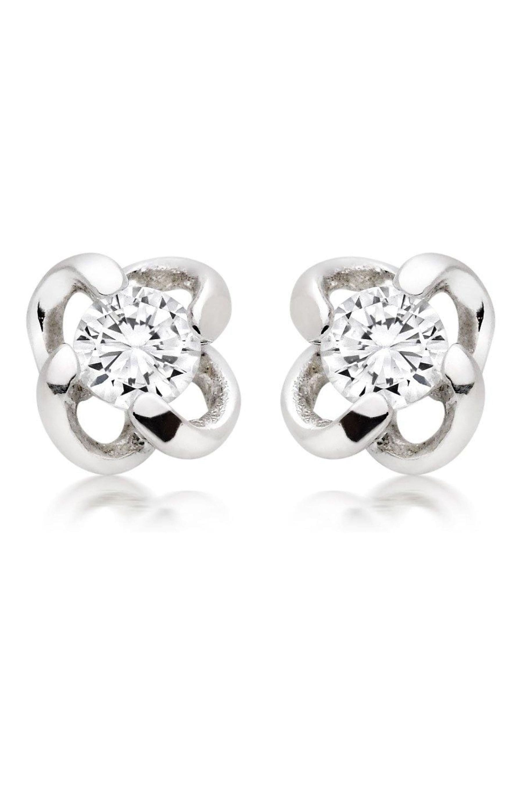 Beaverbrooks silver cubic top zirconia stud earrings
