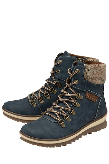 Lotus Blue Zip-Up Ankle Boots