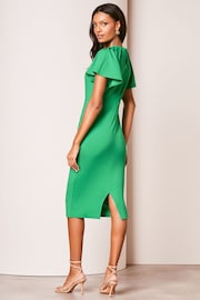 Lipsy Green Short Flutter Sleeve Midi Bodycon Dress - Image 2 of 4