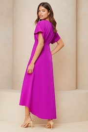 Lipsy Pink Flutter Sleeve Underbust Midi Dress - Image 2 of 4