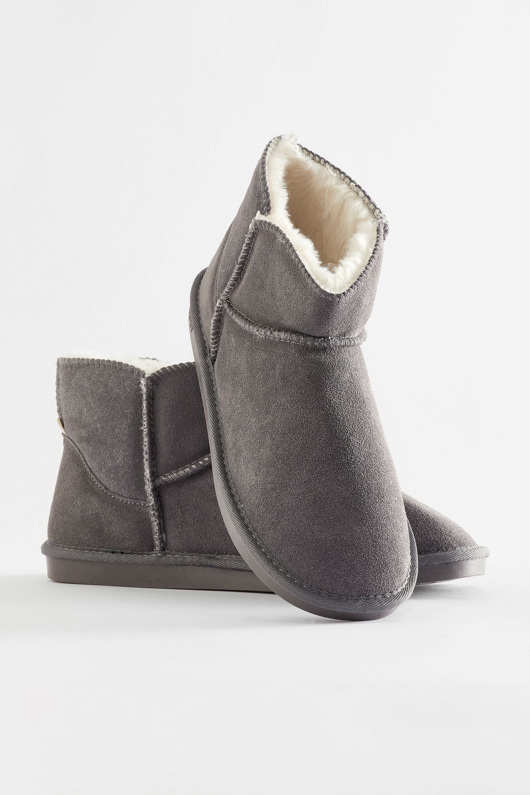 Buy Grey Faux Fur Lined Suede Slipper Boots from the Next UK online shop