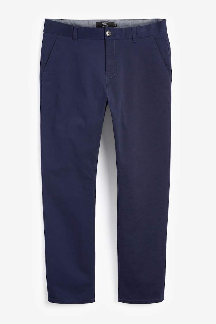 French Navy Slim Fit Stretch Chinos Trousers - Image 1 of 1