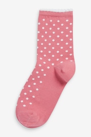 Pink 7 Pack Cotton Rich Pretty Ankle Socks - Image 2 of 8