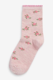 Pink 7 Pack Cotton Rich Pretty Ankle Socks - Image 7 of 8