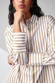 Neutral/White Stripe Oversized Cotton Shirt - Image 3 of 7