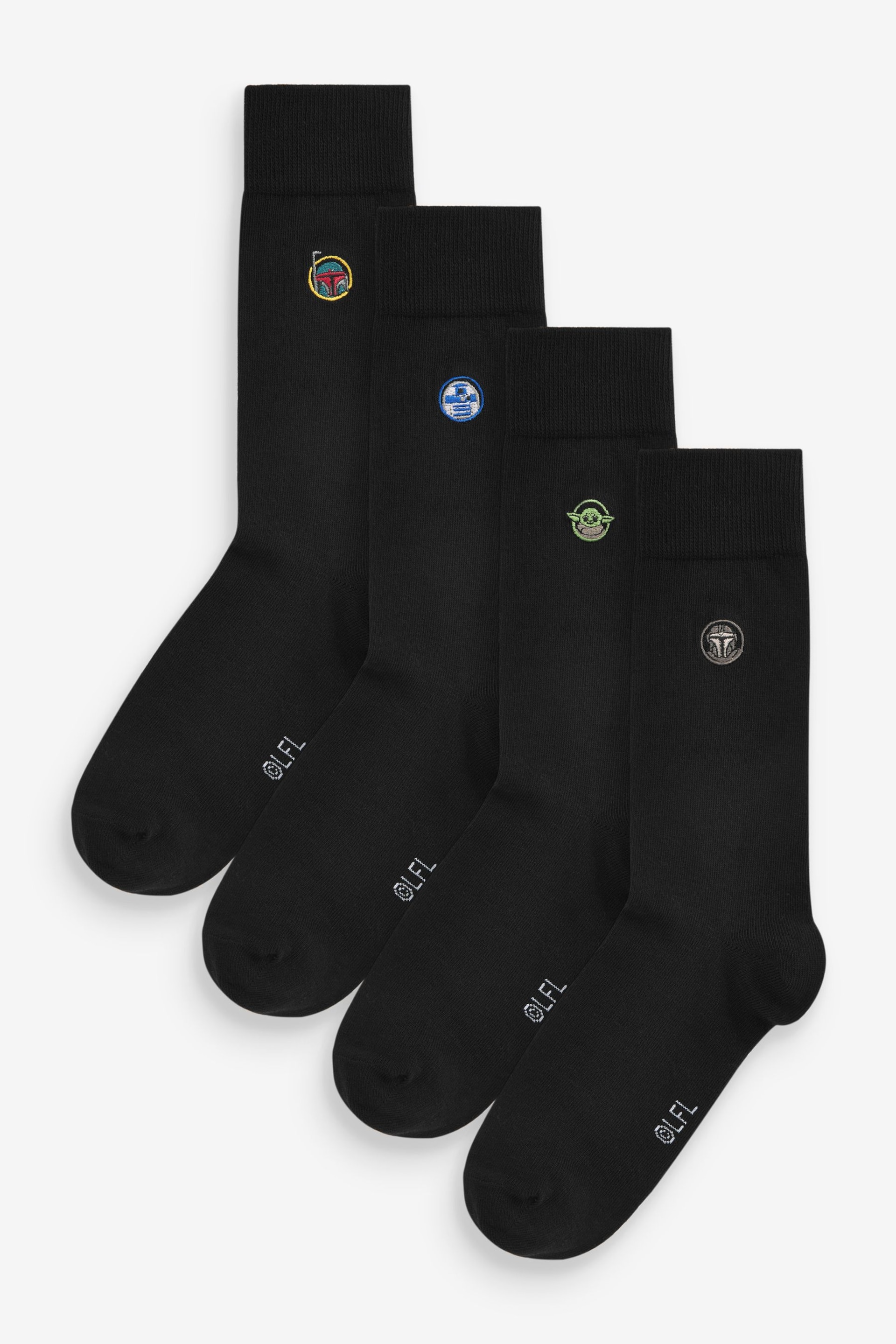 Black 4 Pack Star Wars Mandalorian Embroidered Socks - Image 2 of 6