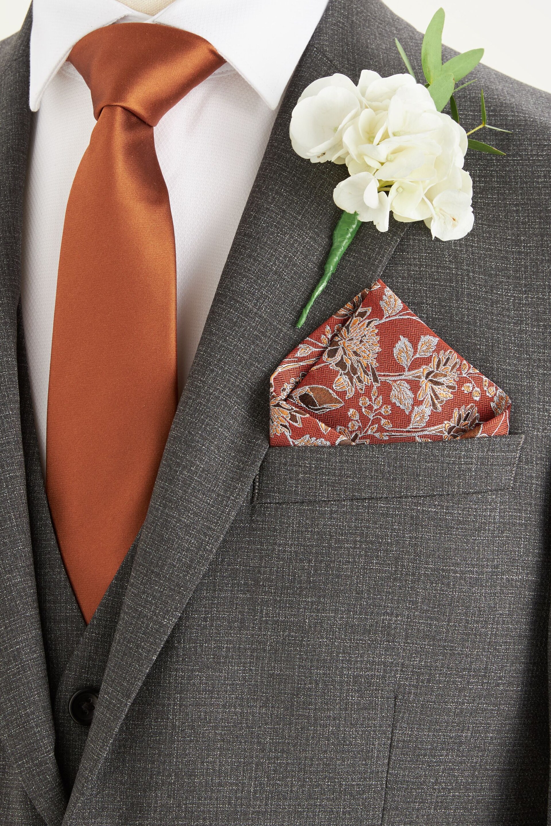 Rust Orange Tie, Pocket Square and Cufflinks Gift Box Set - Image 3 of 4