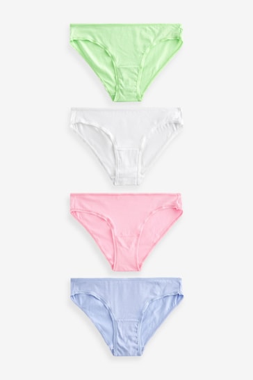 Pink/Lilac/Green/White Bikini Cotton Rich Knickers 4 Pack