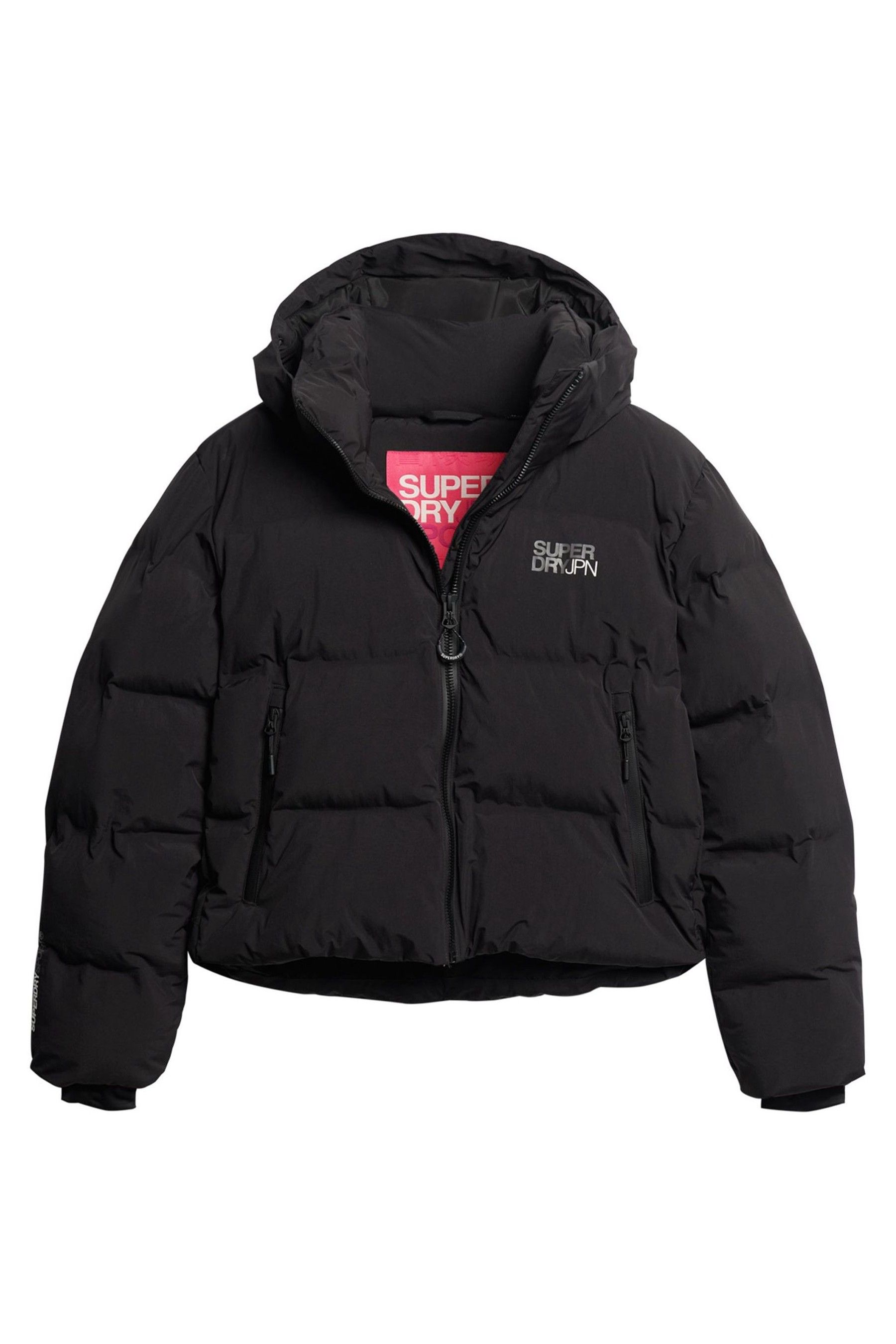 Boxy puffer jacket with hood deals