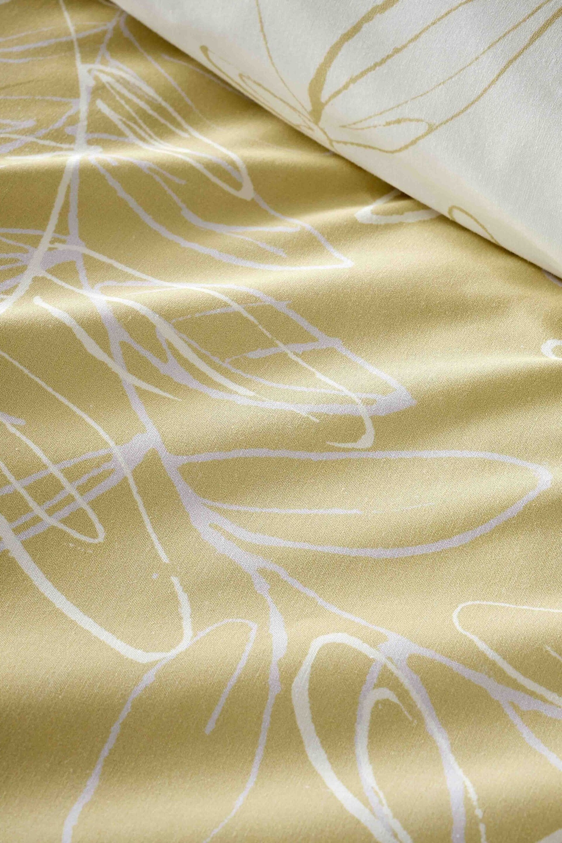 Vantona Cream Linear Leaves Duvet Cover and Pillowcase Set - Image 3 of 4