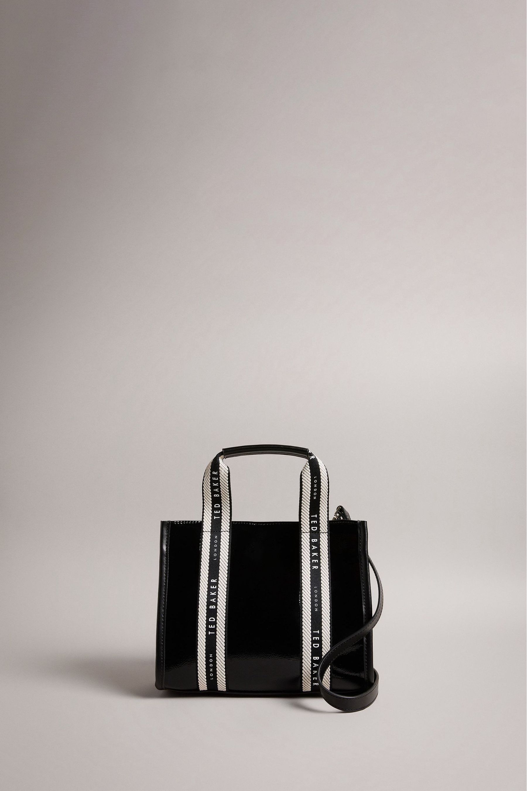 Buy Ted Baker Black Branded Webbing Celiane Patent Small Tote Bag from Next Ireland