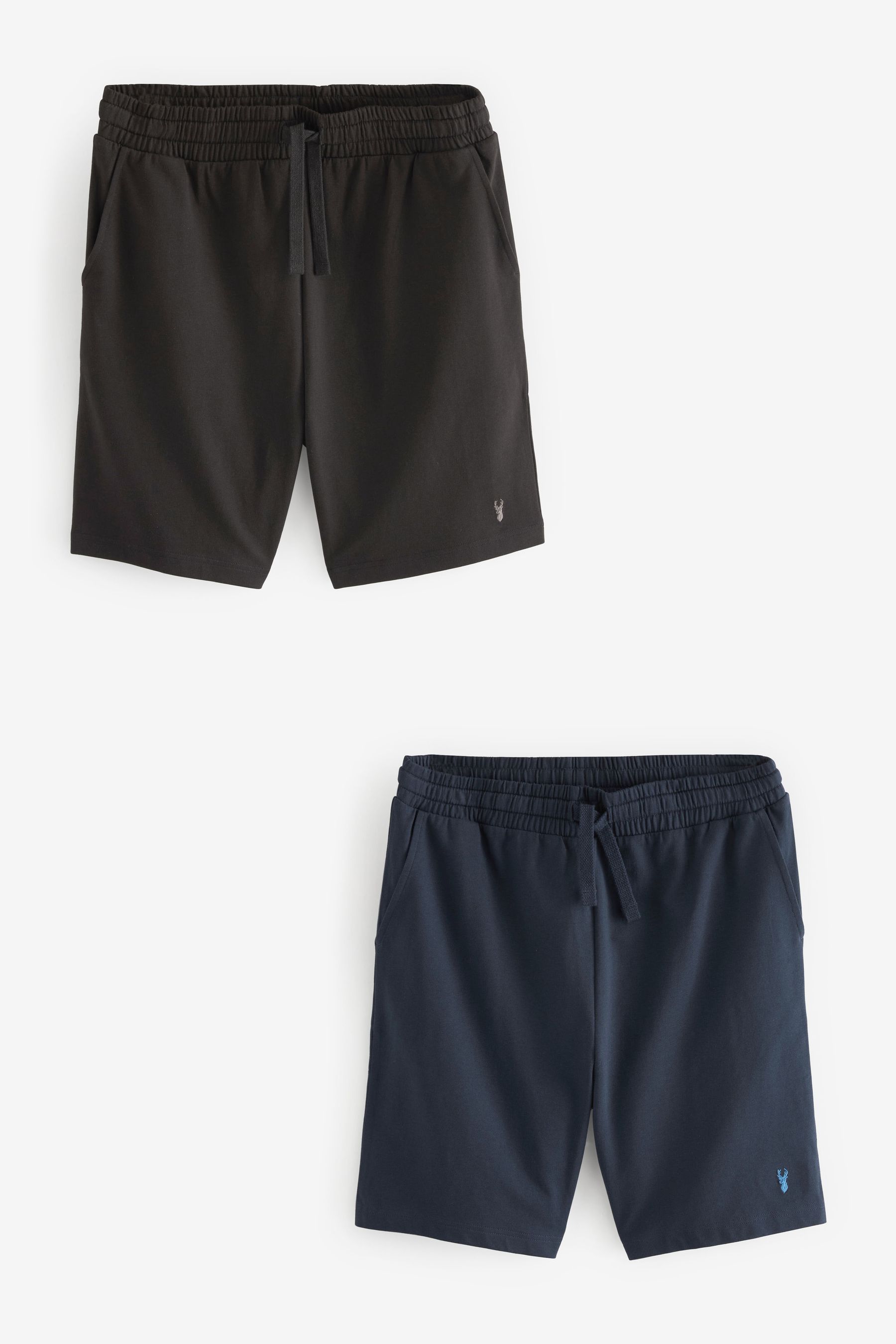 Buy Black Navy Blue 100 Cotton Lightweight Joggers Shorts 2 Pack from Next Ukraine