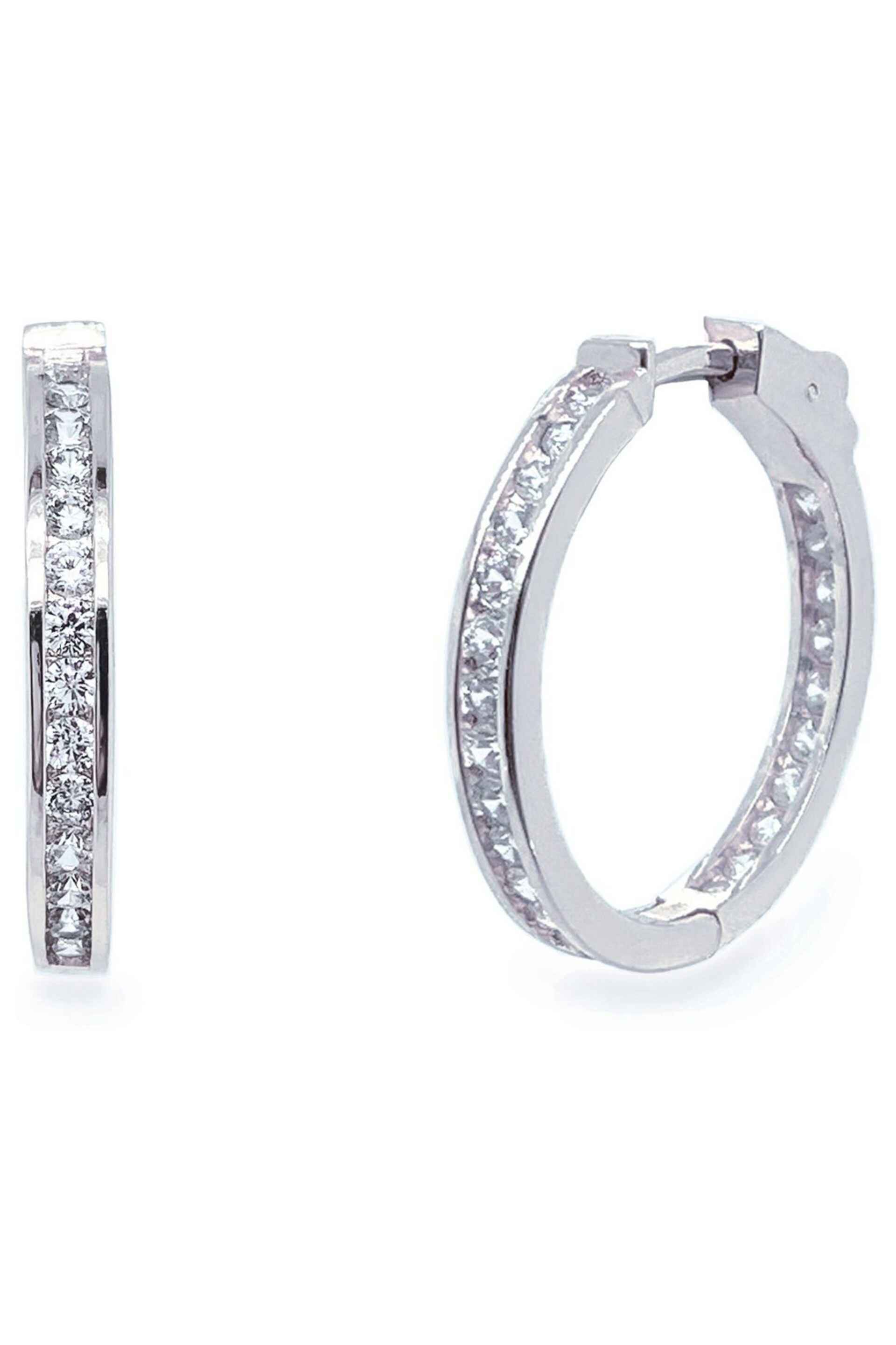 Ivory & Co Silver Copenhagen And Crystal Hoop Earrings - Image 1 of 4