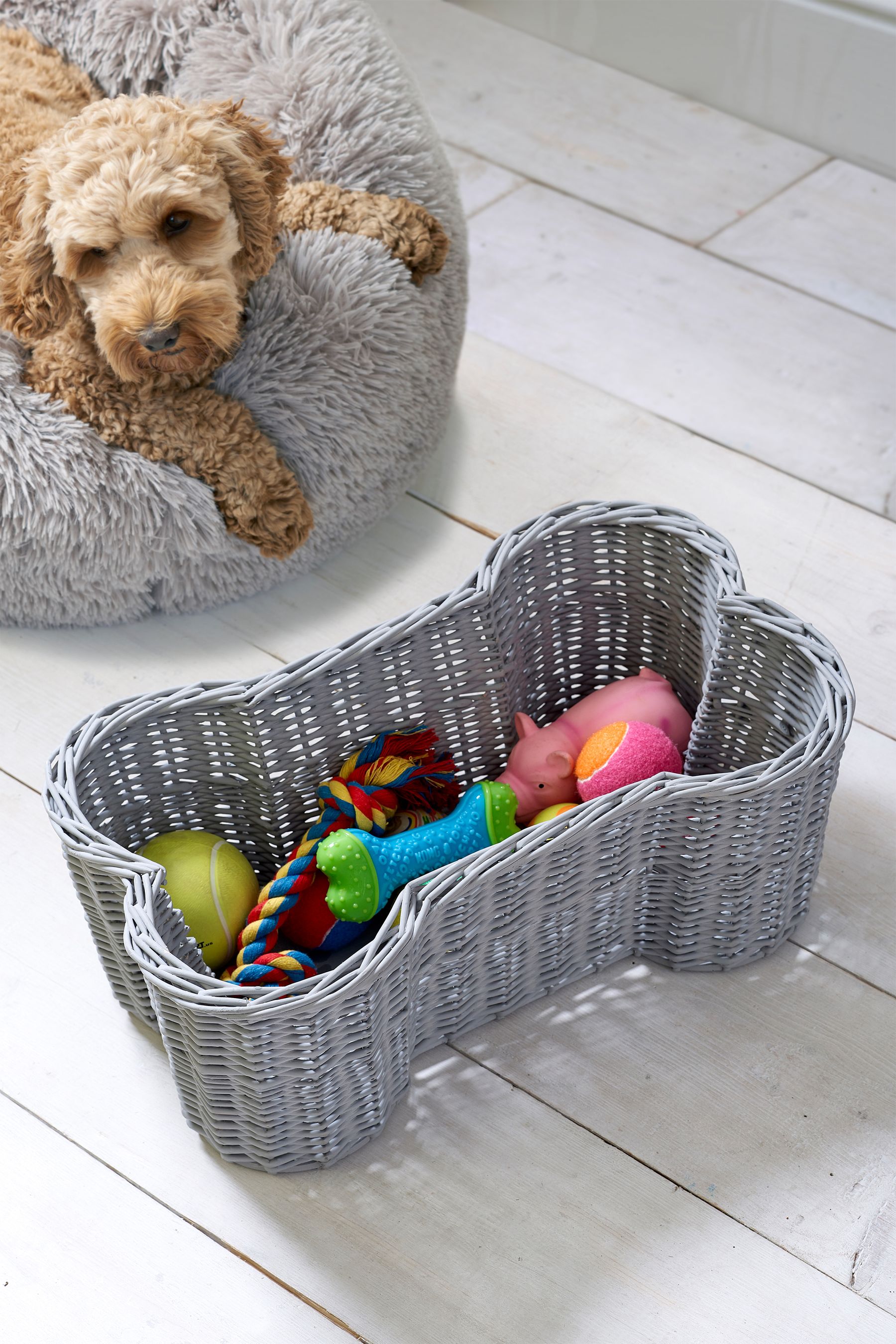 Buy Grey Bone Shaped Pet Storage Basket from Next Malta