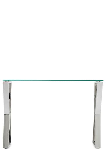 Chrome Claro Metal and Glass Console