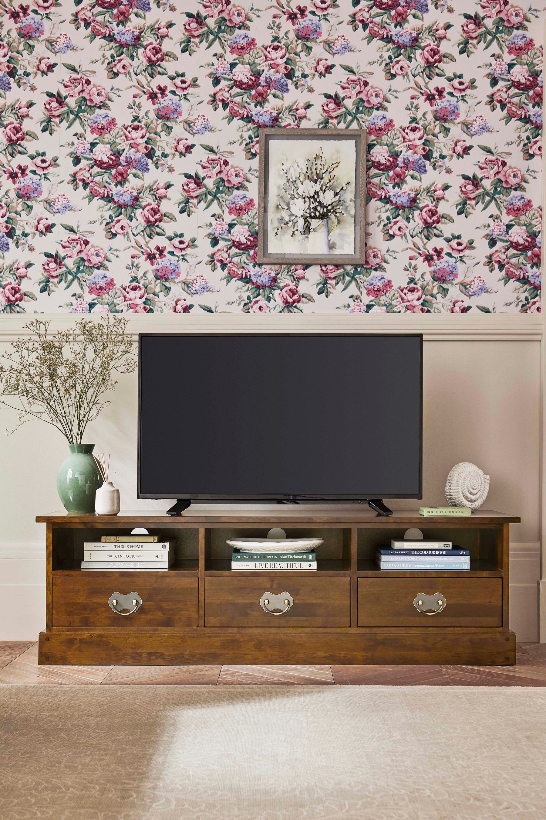 Buy Laura Ashley Dark Chestnut Garrat 3 Drawer TV Stand from the