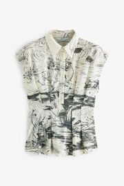 Sketched Black/White Print Short Sleeve Blouse - Image 5 of 6