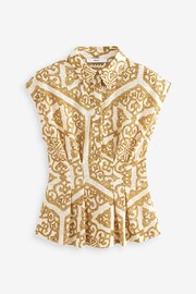 Ochre/Cream Tile Print Short Sleeve Blouse - Image 5 of 6