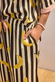 Rockett St George Monochrome Stripe Banana Print Woven Viscose Button Through Pyjamas - Image 6 of 10
