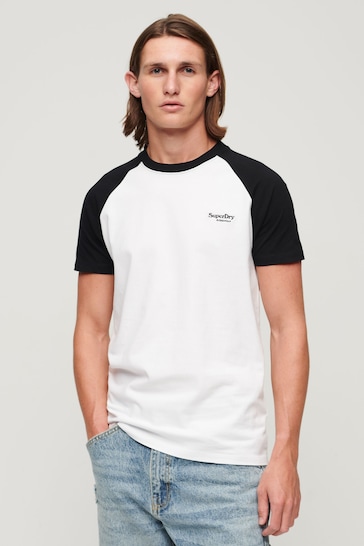 Superdry White Essential Logo Baseball T-Shirt