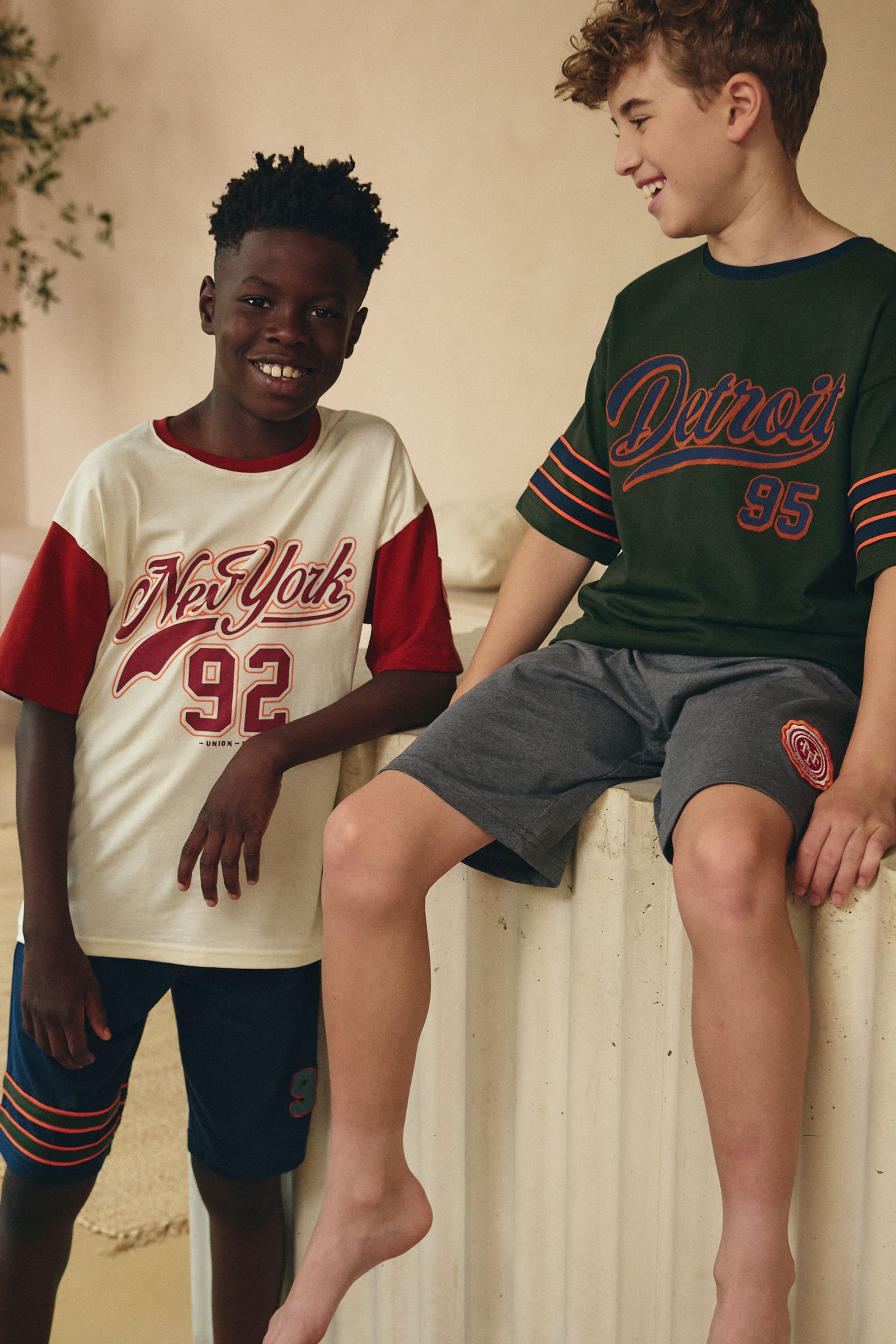 Buy Red Green Varsity 100 Cotton Short Pyjamas 2 Pack 3 16yrs from Next Luxembourg