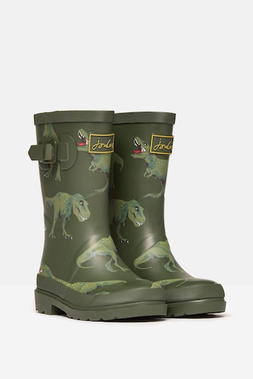 Joules Jnr Khaki Green Printed Wellies