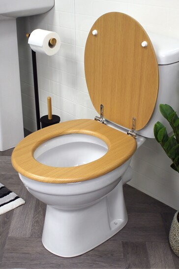 Showerdrape Brown Oxford Wooden Toilet Seat