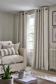 Natural Textured Fleck Eyelet Blackout/Thermal Curtains - Image 3 of 7