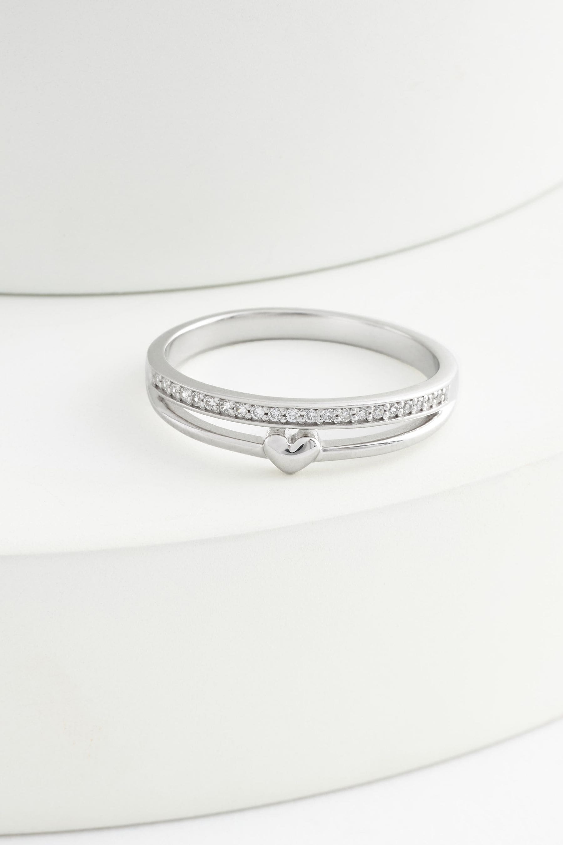 Silver double clearance band ring
