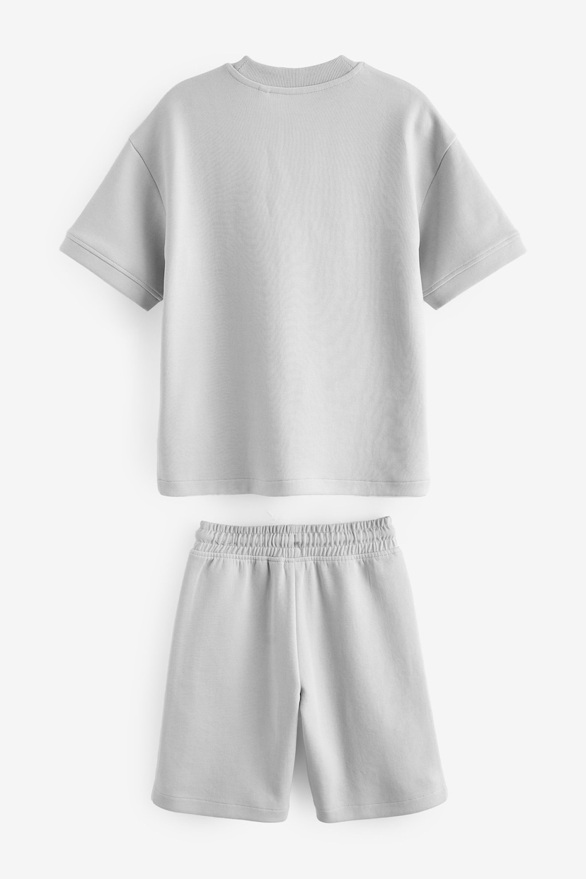 Grey Relax Fit Heavyweight T-Shirt and Shorts Set (3-16yrs) - Image 6 of 7