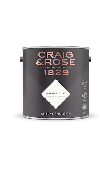 Craig & Rose White Chalky Emulsion Marble Dust 2.5Lt Paint