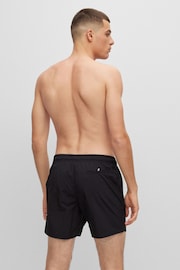 BOSS Black Vertical-Logo-Print Swim Shorts In Quick-Dry Poplin - Image 2 of 3