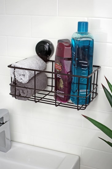 Showerdrape Black Suctionloc Bottle Wall Mounted Basket