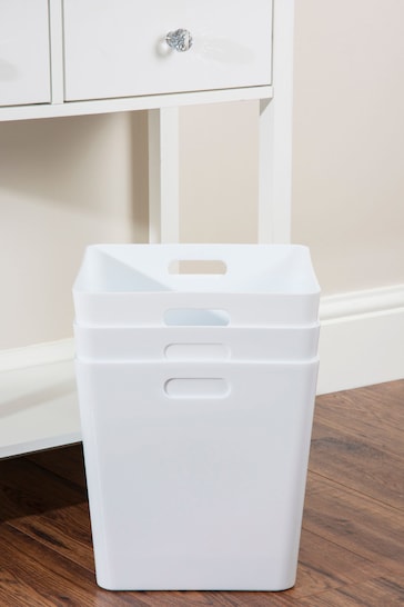 Wham Set of 3 White Large Cube Plastic Storage Baskets
