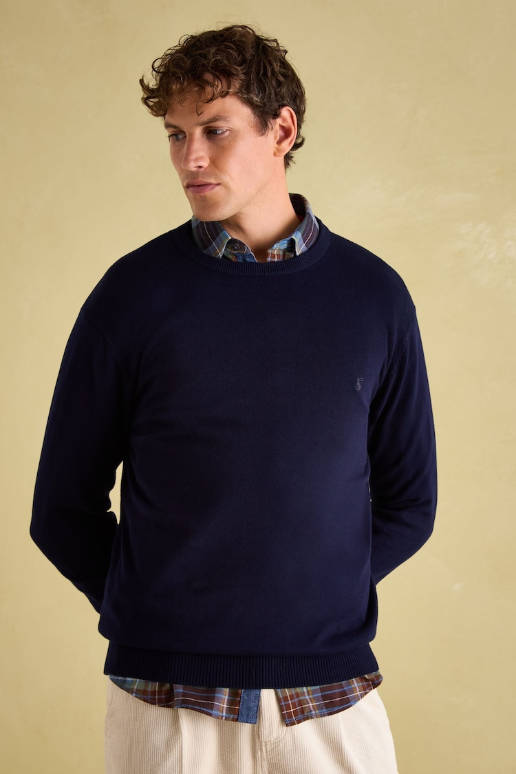 Joules Jarvis Navy Crew Neck Knitted Jumper - Image 1 of 4