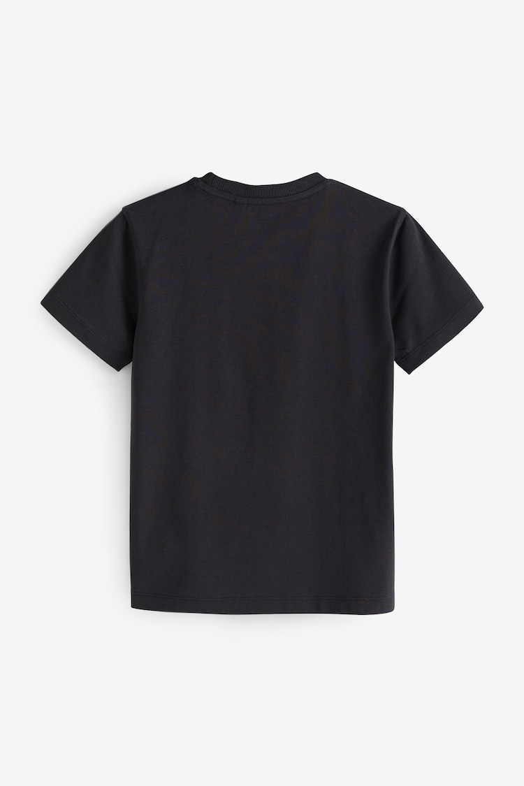 Black/White Textured Colourblock Short Sleeve 100% Cotton T-Shirt (3-16yrs) - Image 2 of 3