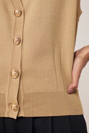 Neutral Brown Button Up Waistcoat - Image 4 of 5
