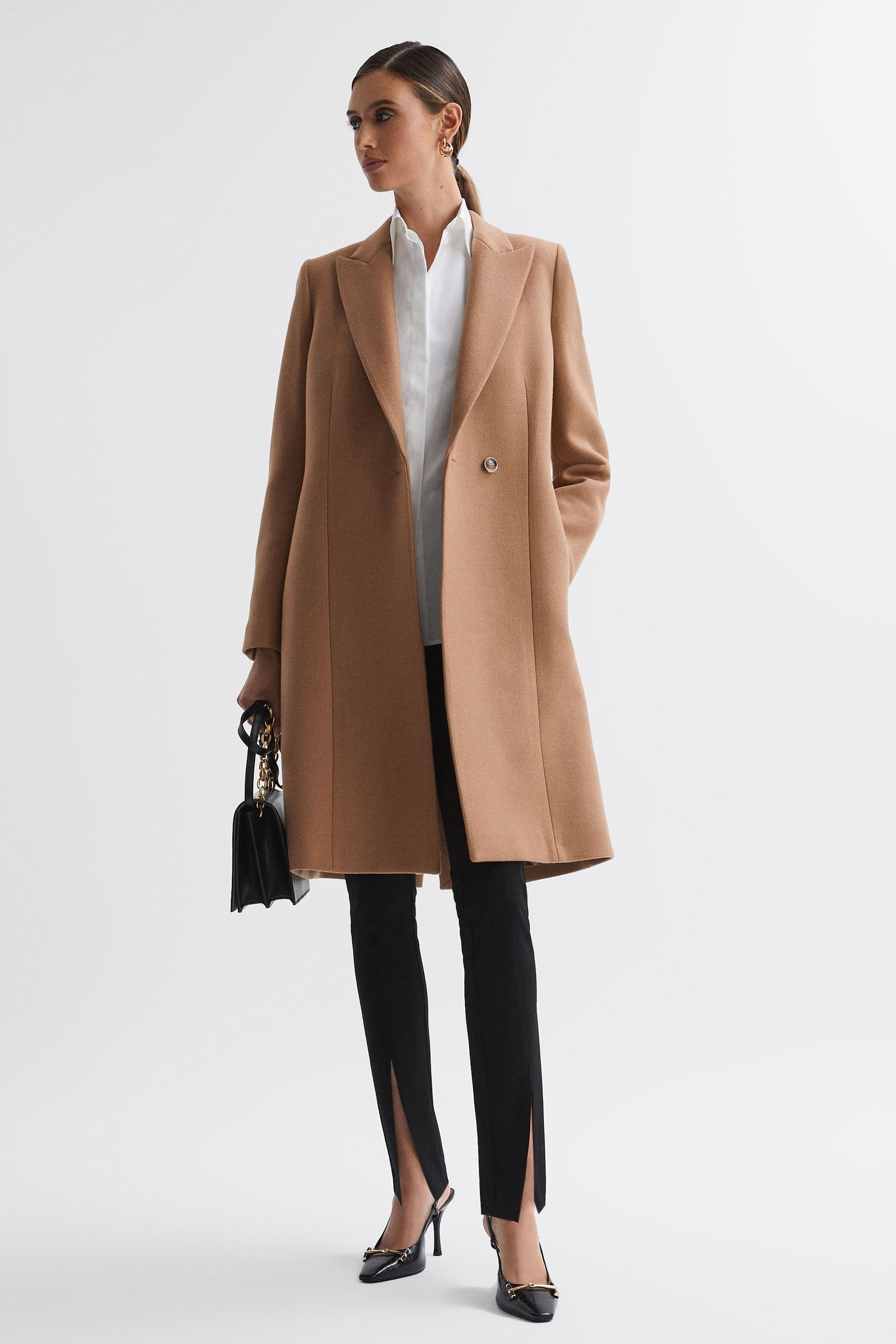 Buy Reiss Camel Arlow Petite Wool Blend Double Breasted Coat from Next USA