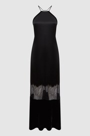 Reiss Black Janelle Fitted Satin-Velvet Midi Dress - Image 2 of 4