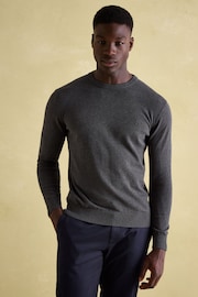 Joules Jarvis Charcoal Grey Crew Neck Knitted Jumper - Image 1 of 7