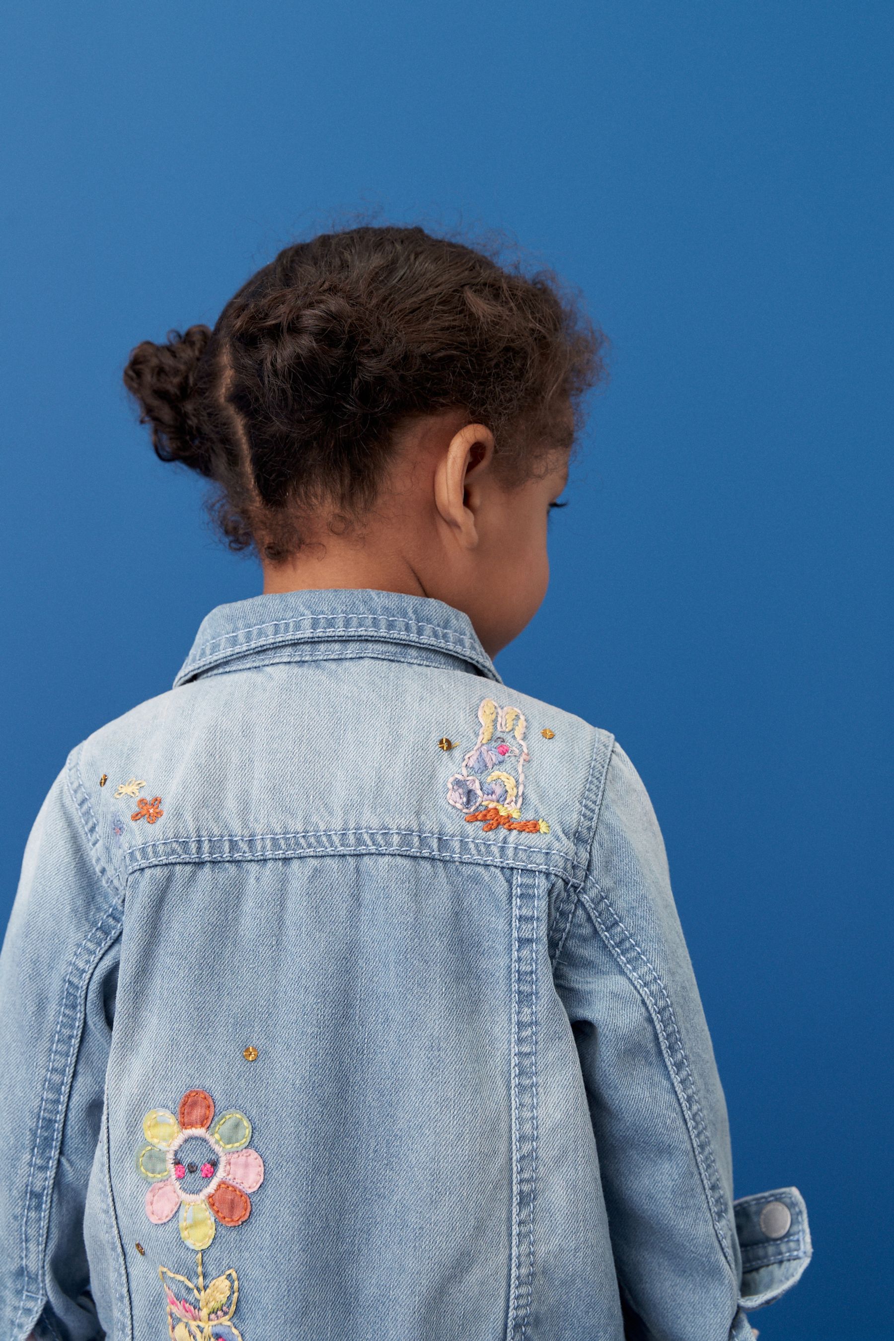 Buy Mid Blue Denim Embroidered Unicorn Jacket 3mths 7yrs from