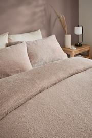 Natural Soft Teddy Fleece Duvet Cover and Pillowcase Set - Image 3 of 5