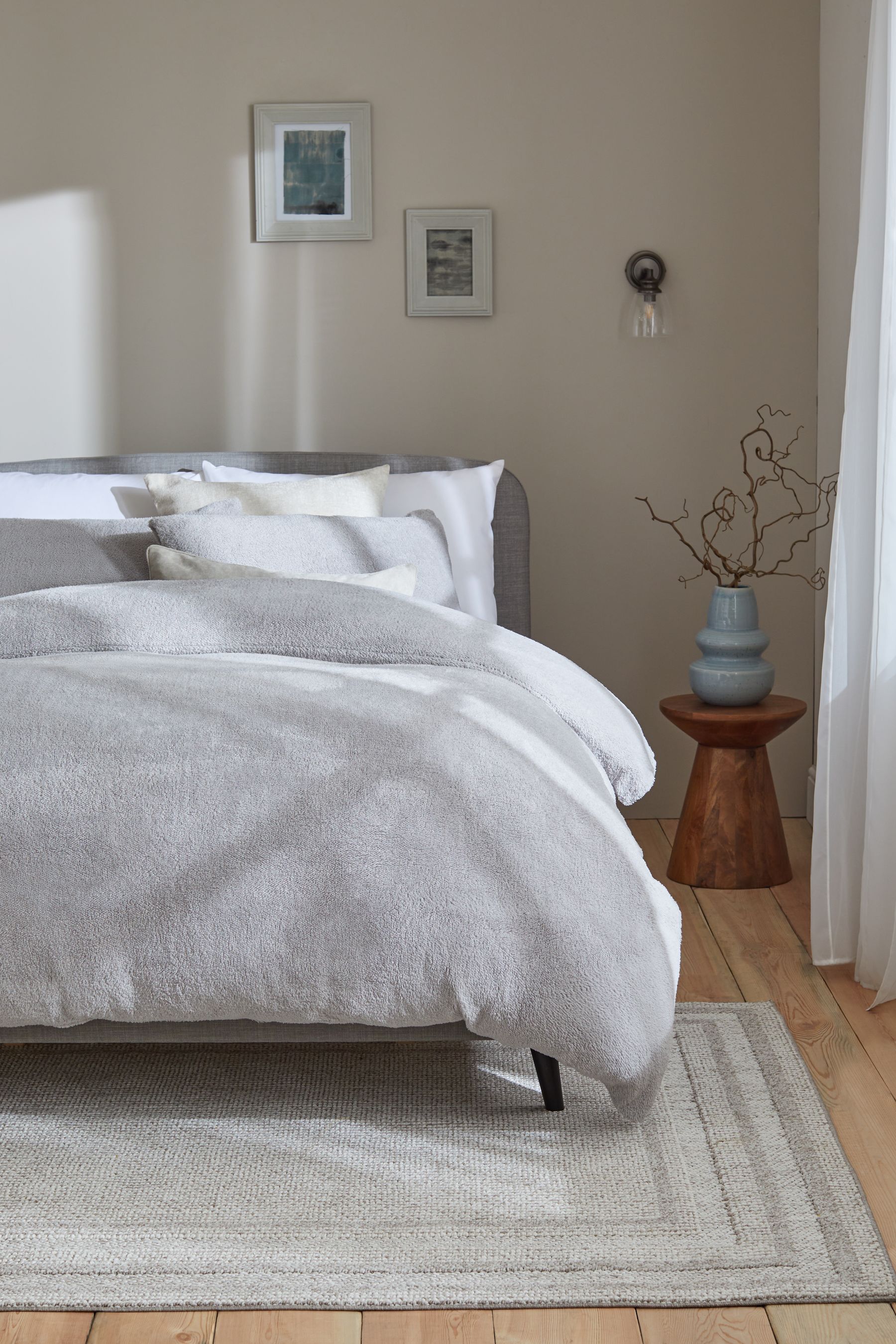 Buy Silver Soft Teddy Fleece Duvet Cover and Pillowcase Set from Next Luxembourg