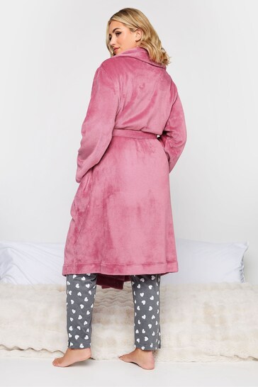 Yours Curve Pink Stitch Detail Shawl Collar Robe