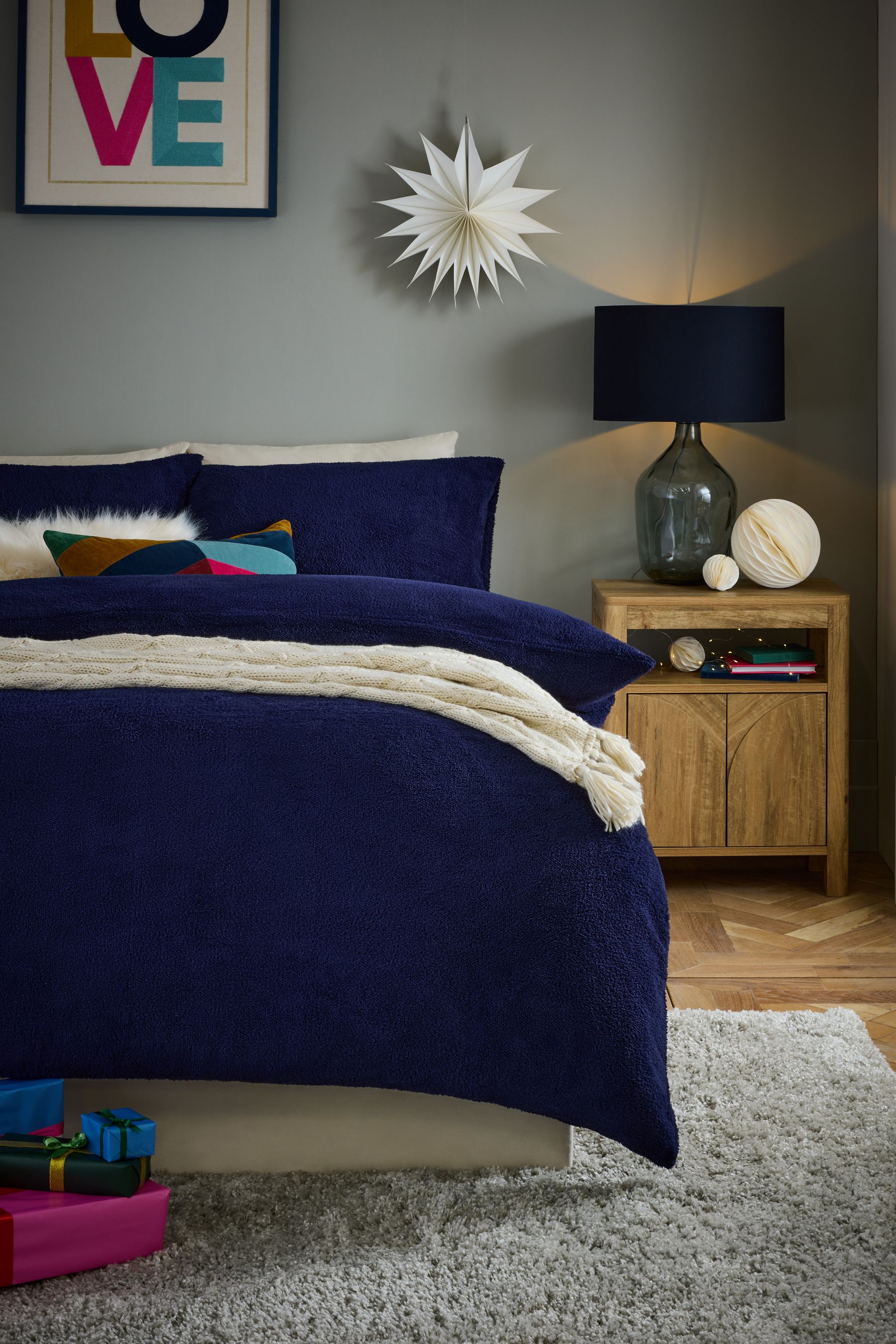 Blue teddy fleece bedding sale