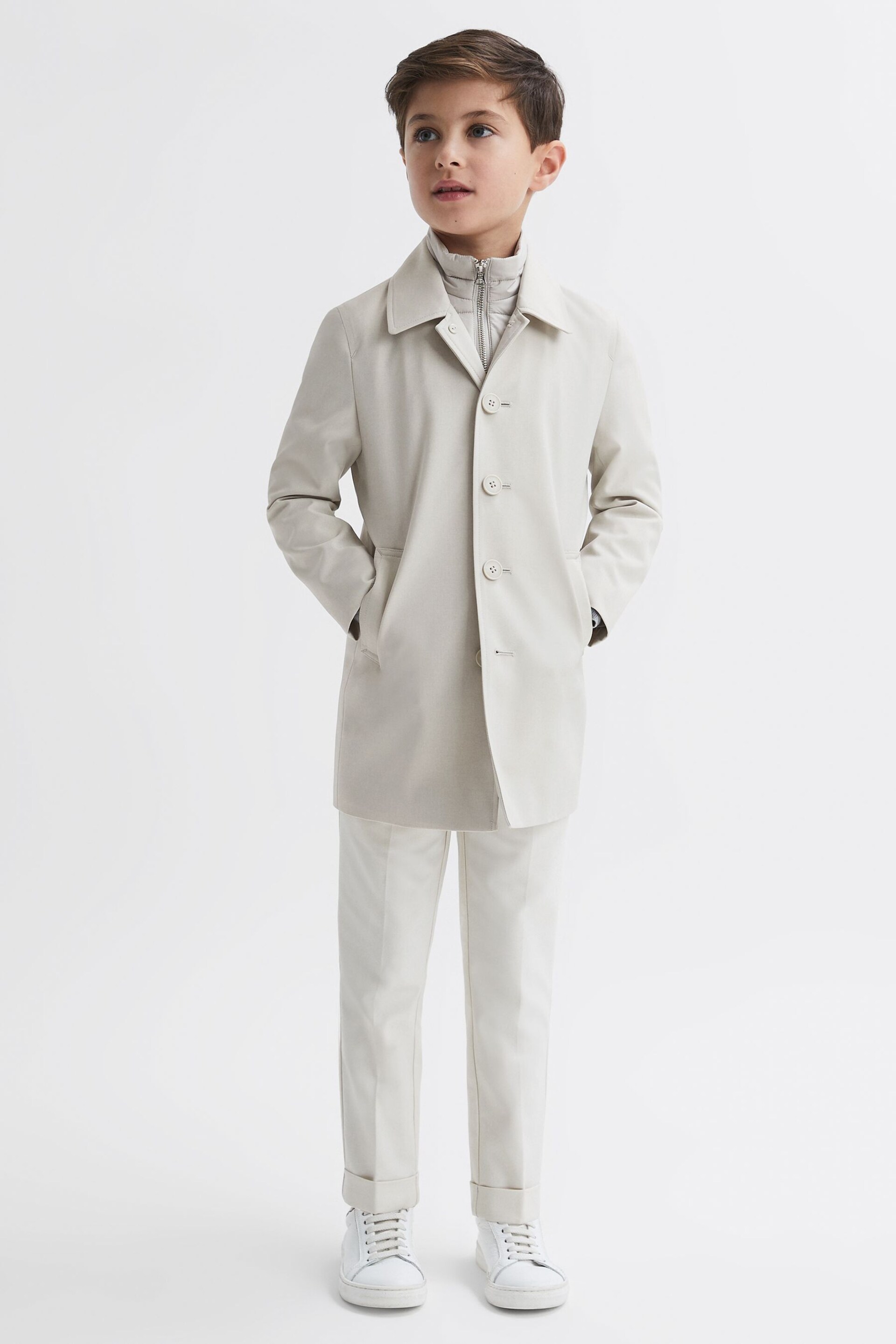 Reiss Stone Perrin Senior Trench With Funnel-Neck Insert - Image 5 of 7